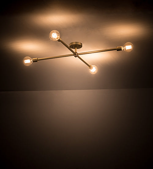 Meyda Lighting Pronograde 36" 4-Light Brushed Brass Jack Flush Mount Light