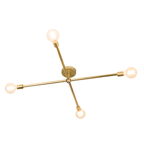 Meyda Lighting Pronograde 36" 4-Light Brushed Brass Jack Flush Mount Light