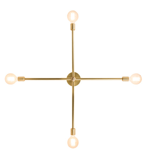 Meyda Lighting Pronograde 36" 4-Light Brushed Brass Jack Flush Mount Light