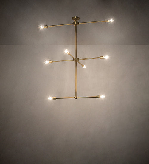 Meyda Lighting Pronograde 44" 8-Light Brushed Brass Pendant Light