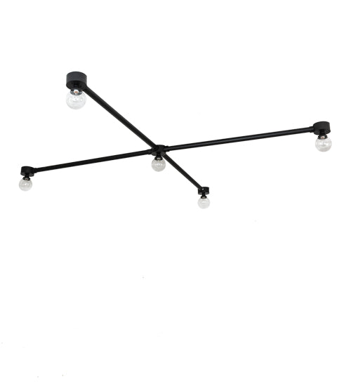 Meyda Lighting Pronograde 96"Sq 5-Light Solar Black Jack Flush Mount Light With Clear Shade Glass