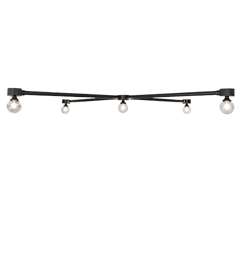 Meyda Lighting Pronograde 96"Sq 5-Light Solar Black Jack Flush Mount Light With Clear Shade Glass