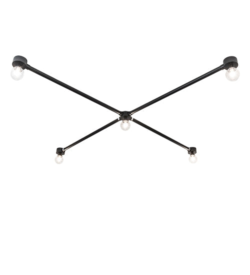 Meyda Lighting Pronograde 96"Sq 5-Light Solar Black Jack Flush Mount Light With Clear Shade Glass