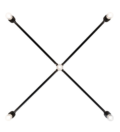 Meyda Lighting Pronograde 96"Sq 5-Light Solar Black Jack Flush Mount Light With Clear Shade Glass