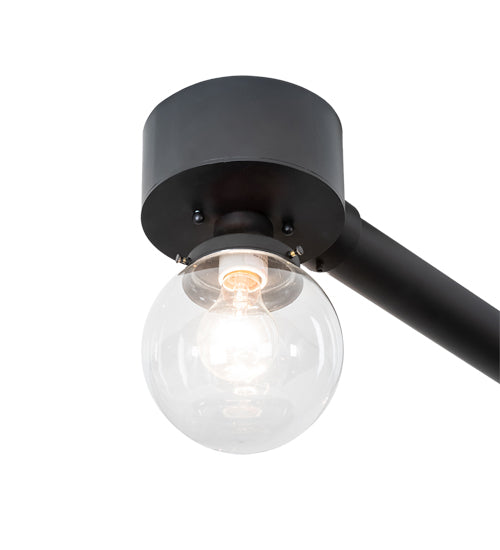 Meyda Lighting Pronograde 96"Sq 5-Light Solar Black Jack Flush Mount Light With Clear Shade Glass