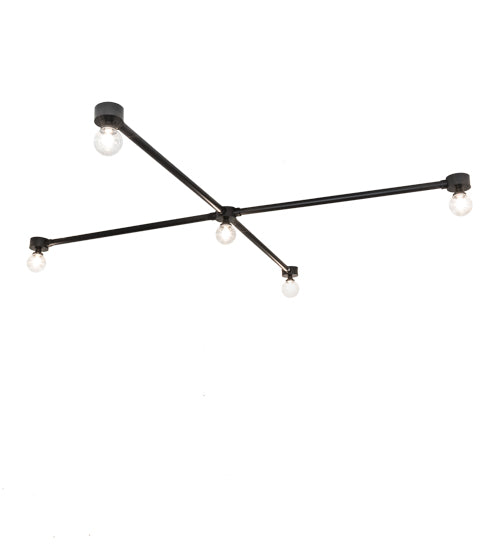 Meyda Lighting Pronograde 96"Sq 5-Light Solar Black Jack Flush Mount Light With Clear Shade Glass