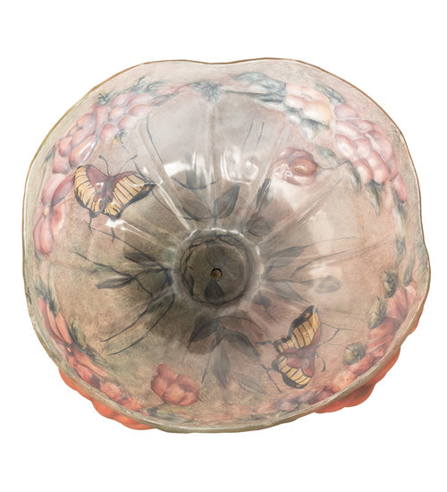 Meyda Lighting Puffy 13" Butterfly & Flowers Multi-Colored Shade Glass