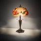 Meyda Lighting Puffy 25" 2-Light Mahogany Bronze Butterfly & Flowers Table Lamp With Multi-Colored Shade Glass
