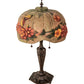 Meyda Lighting Puffy 25" 2-Light Mahogany Bronze Butterfly & Flowers Table Lamp With Multi-Colored Shade Glass