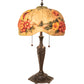 Meyda Lighting Puffy 25" 2-Light Mahogany Bronze Butterfly & Flowers Table Lamp With Multi-Colored Shade Glass