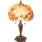 Meyda Lighting Puffy 25" 2-Light Mahogany Bronze Butterfly & Flowers Table Lamp With Multi-Colored Shade Glass