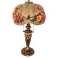 Meyda Lighting Puffy 27" 2-Light Gold & Silver Butterfly & Flowers Table Lamp With Multi-Colored Shade Glass