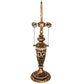 Meyda Lighting Puffy 27" 2-Light Gold & Silver Butterfly & Flowers Table Lamp With Multi-Colored Shade Glass