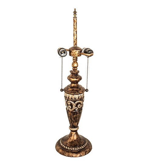 Meyda Lighting Puffy 27" 2-Light Gold & Silver Butterfly & Flowers Table Lamp With Multi-Colored Shade Glass