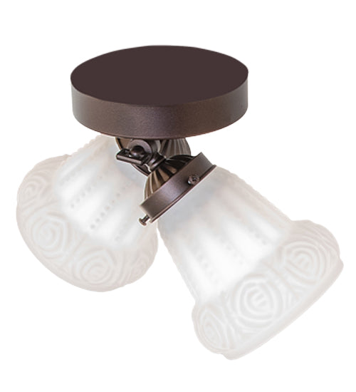 Meyda Lighting Puffy Rose 12" 2-Light Mahogany Bronze Flush Mount Light With White Shade Glass