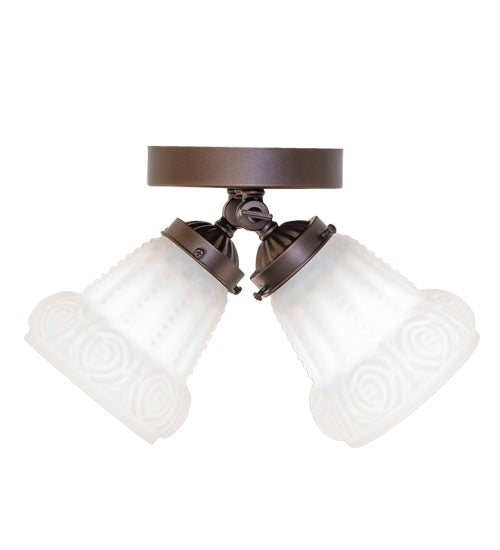 Meyda Lighting Puffy Rose 12" 2-Light Mahogany Bronze Flush Mount Light With White Shade Glass