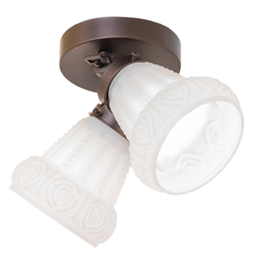 Meyda Lighting Puffy Rose 12" 2-Light Mahogany Bronze Flush Mount Light With White Shade Glass