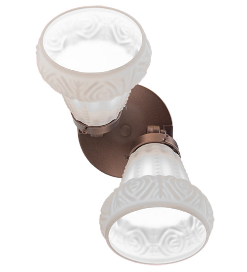 Meyda Lighting Puffy Rose 12" 2-Light Mahogany Bronze Flush Mount Light With White Shade Glass