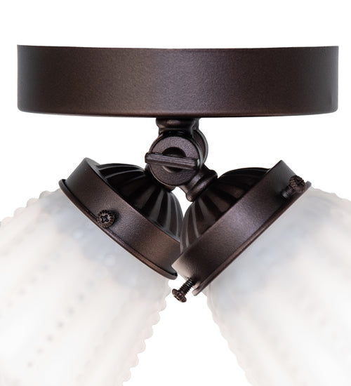 Meyda Lighting Puffy Rose 12" 2-Light Mahogany Bronze Flush Mount Light With White Shade Glass