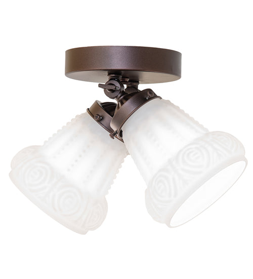 Meyda Lighting Puffy Rose 12" 2-Light Mahogany Bronze Flush Mount Light With White Shade Glass
