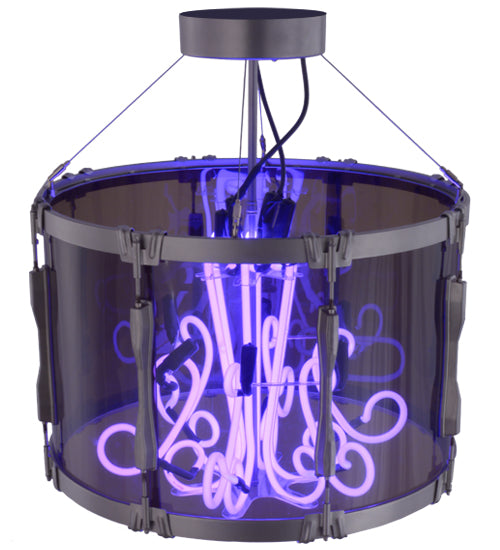 Meyda Lighting Purple Haze 26" 6-Light LED Nickel Pendant Light With Smoke Idalight Shade Glass