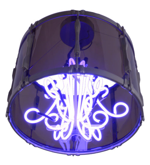 Meyda Lighting Purple Haze 26" 6-Light LED Nickel Pendant Light With Smoke Idalight Shade Glass