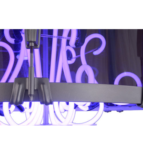 Meyda Lighting Purple Haze 26" 6-Light LED Nickel Pendant Light With Smoke Idalight Shade Glass