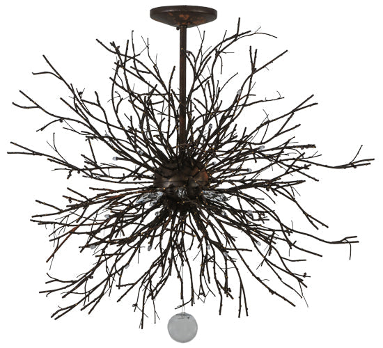 Meyda Lighting Pussy Willow 36" 20-Light Cafe Noir & Rust Pendant Light