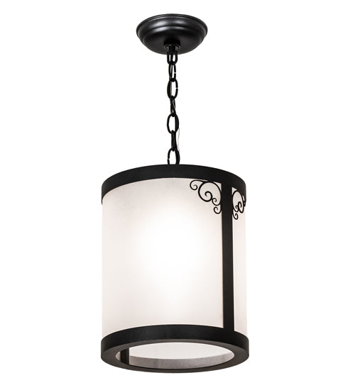 Meyda Lighting Putrelo 10" Old Wrought Iron Pendant Light With Contrail Mist Idalight Shade