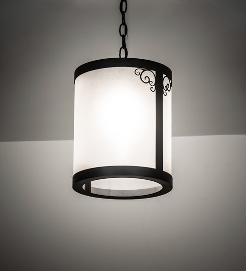 Meyda Lighting Putrelo 10" Old Wrought Iron Pendant Light With Contrail Mist Idalight Shade