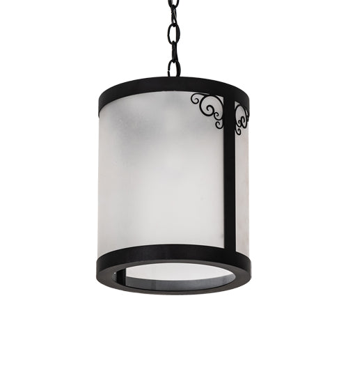 Meyda Lighting Putrelo 10" Old Wrought Iron Pendant Light With Contrail Mist Idalight Shade
