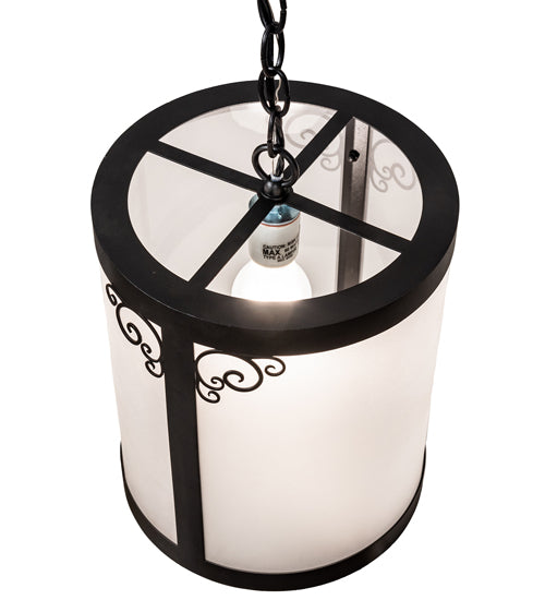Meyda Lighting Putrelo 10" Old Wrought Iron Pendant Light With Contrail Mist Idalight Shade