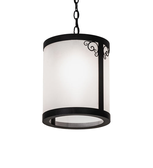 Meyda Lighting Putrelo 10" Old Wrought Iron Pendant Light With Contrail Mist Idalight Shade