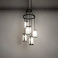 Meyda Lighting Putrelo 24" 6-Light Old Wrought Iron Cascading Chandelier With Contrail Mist Idalight Shade