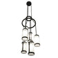 Meyda Lighting Putrelo 24" 6-Light Old Wrought Iron Cascading Chandelier With Contrail Mist Idalight Shade
