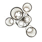 Meyda Lighting Putrelo 24" 6-Light Old Wrought Iron Cascading Chandelier With Contrail Mist Idalight Shade