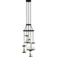 Meyda Lighting Putrelo 24" 6-Light Old Wrought Iron Cascading Chandelier With Contrail Mist Idalight Shade