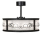 Meyda Lighting Putrelo 28" 8-Light Old Wrought Iron Pendant Light With Contrail Mist Idalight Shade