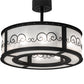 Meyda Lighting Putrelo 28" 8-Light Old Wrought Iron Pendant Light With Contrail Mist Idalight Shade