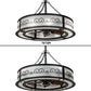 Meyda Lighting Putrelo 45" 16-Light Old Wrought Iron Chandelier With Contrail Mist Idalight Shade and Fan