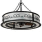 Meyda Lighting Putrelo 45" 16-Light Old Wrought Iron Chandelier With Contrail Mist Idalight Shade and Fan