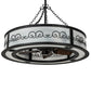 Meyda Lighting Putrelo 45" 16-Light Old Wrought Iron Chandelier With Contrail Mist Idalight Shade and Fan