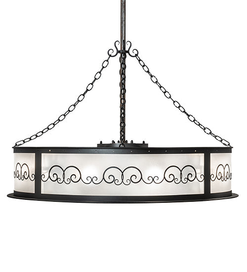 Meyda Lighting Putrelo 45" 16-Light Old Wrought Iron Chandelier With Contrail Mist Idalight Shade and Fan