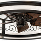 Meyda Lighting Putrelo 45" 16-Light Old Wrought Iron Chandelier With Contrail Mist Idalight Shade and Fan