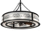 Meyda Lighting Putrelo 45" 16-Light Old Wrought Iron Chandelier With Contrail Mist Idalight Shade and Fan