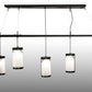 Meyda Lighting Putrelo 78" 5-Light Old Wrought Iron Oblong Chandelier With Contrail Mist Idalight Shade