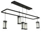 Meyda Lighting Putrelo 78" 5-Light Old Wrought Iron Oblong Chandelier With Contrail Mist Idalight Shade