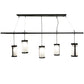 Meyda Lighting Putrelo 78" 5-Light Old Wrought Iron Oblong Chandelier With Contrail Mist Idalight Shade