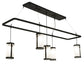 Meyda Lighting Putrelo 78" 5-Light Old Wrought Iron Oblong Chandelier With Contrail Mist Idalight Shade