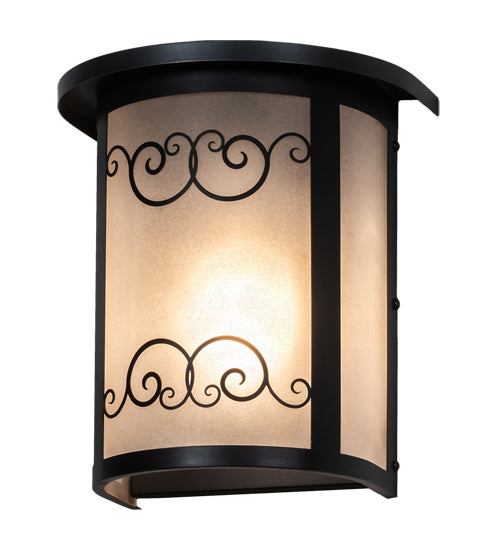 Meyda Lighting Putrelo 9" Craftsman Brown Wall Sconce With Contrail Mist Idalight Shade